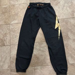 Aviator Nation lightning bolt grey with gold size medium sweat pants